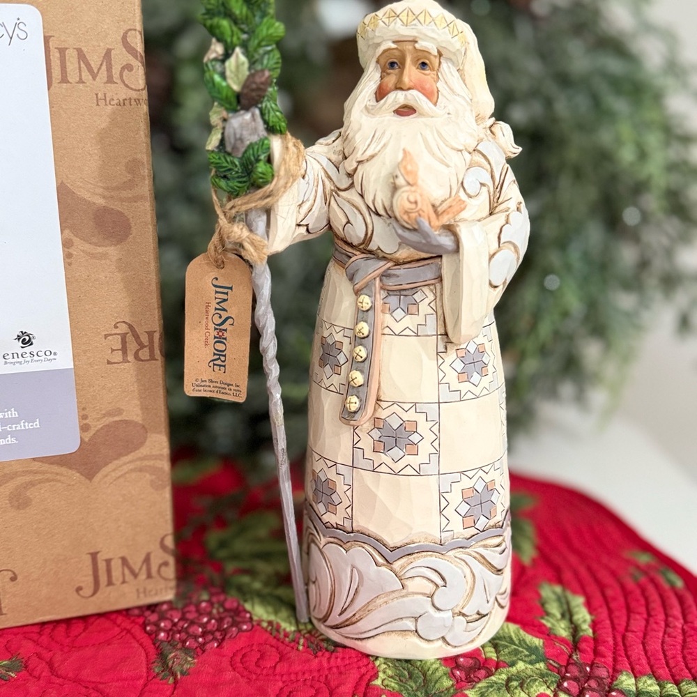 Jim Shore White Woodland Santa Gentle Giver Figurine